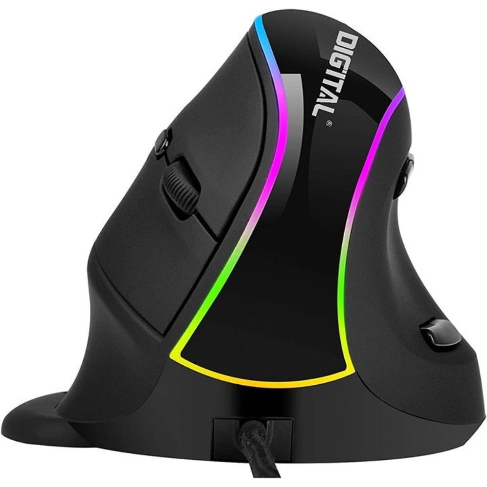 Digital Ergonomic Mouse with Wired Connection, Removable Palm Rest, Thumb Button